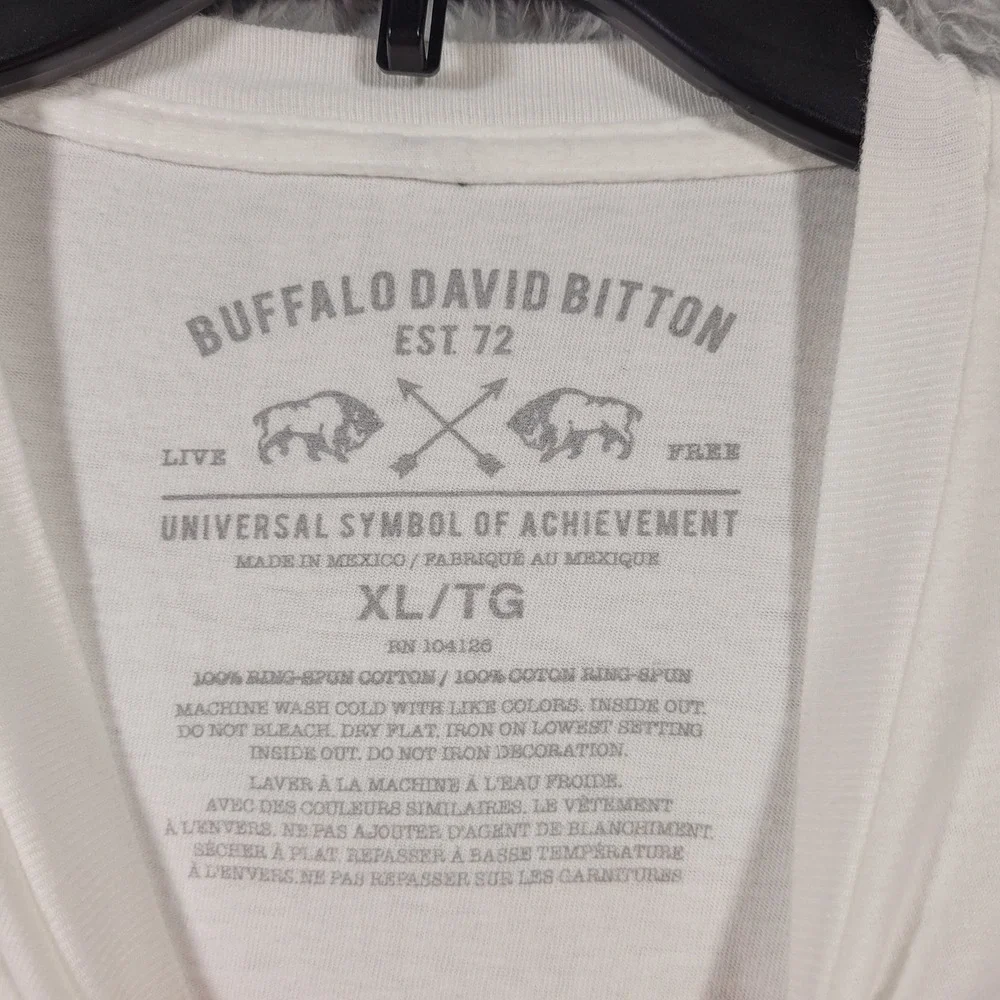 Buffalo David Bitton Mens White Graphic T Shirt XL Ring Spun Cotton